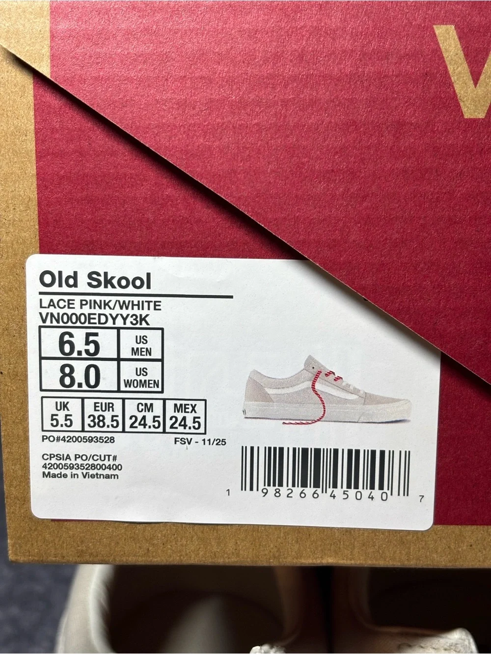 New Vans Old Skool Sneakers in White with Red Laces